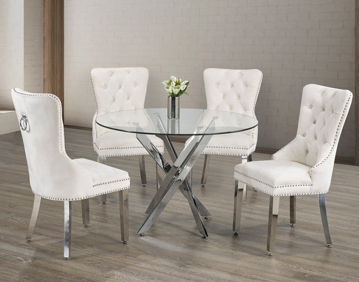 T-1447 / C-1263 5-Piece Dining Set (Crème Velvet)