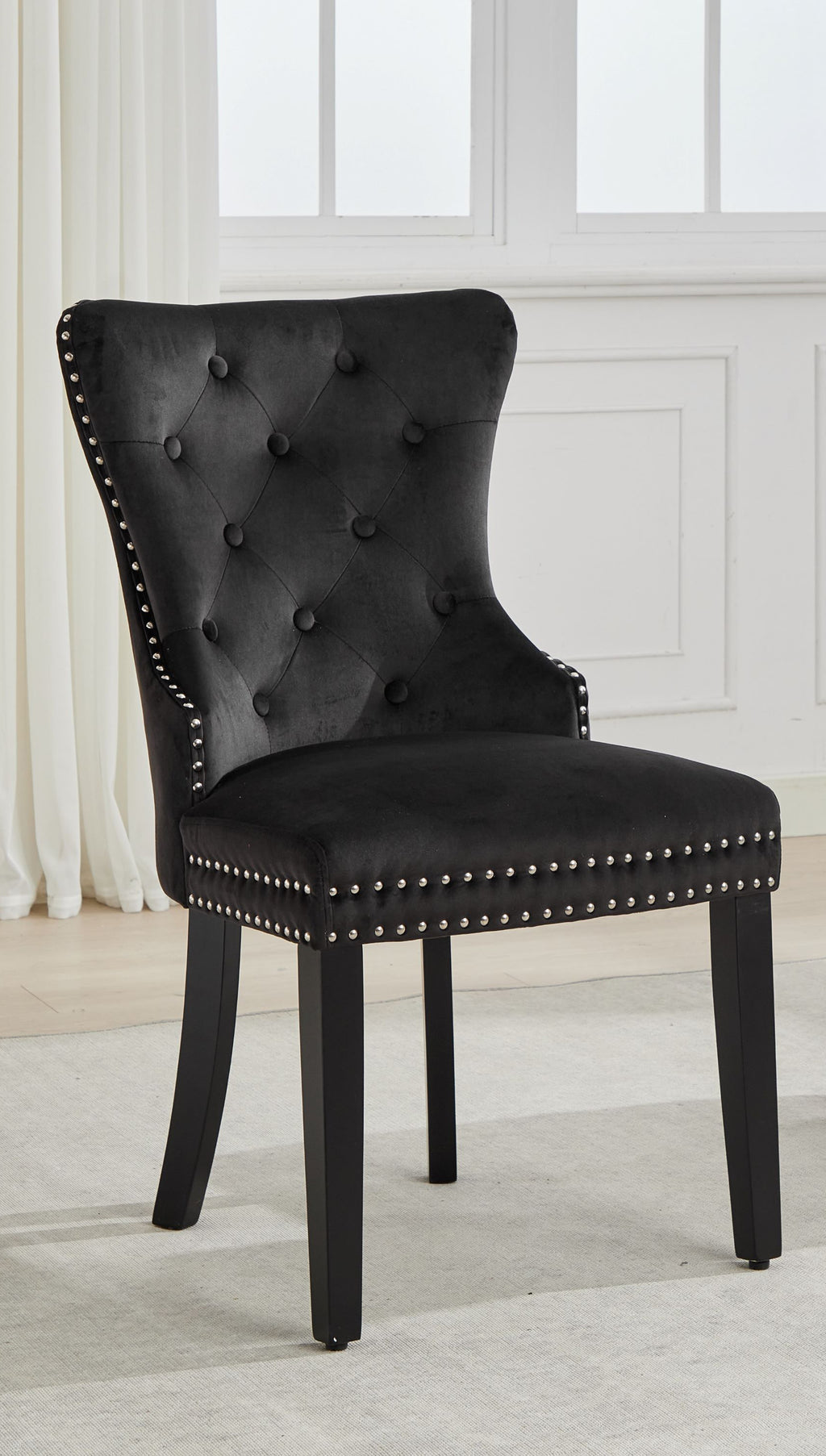 C-1226 Dining Chair (Black Velvet) (Set of 2)