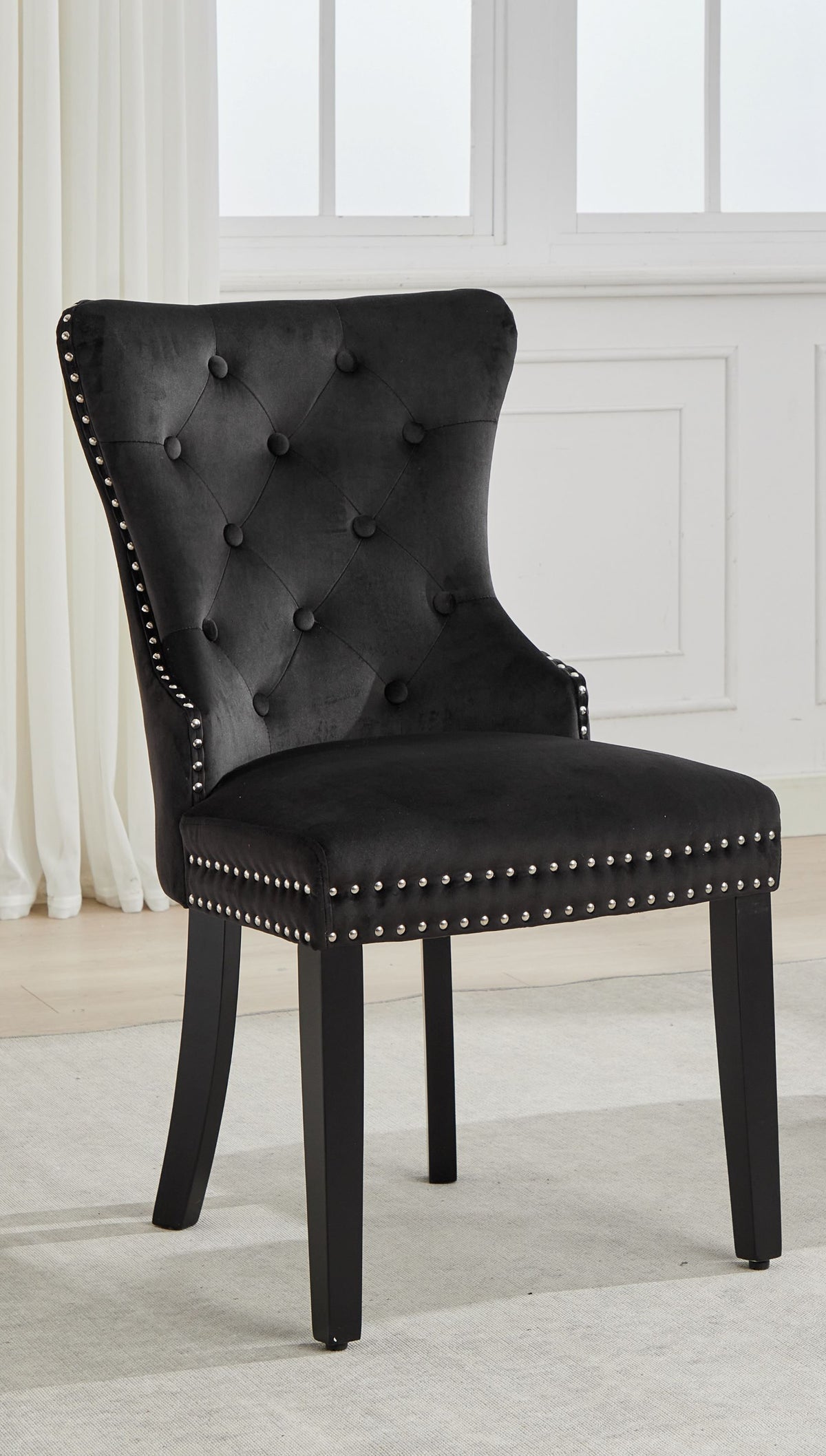 C-1226 Dining Chair (Black Velvet) (Set of 2)