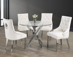 T-1447 / C-1253 5-Piece Dining Set (Crème Velvet)