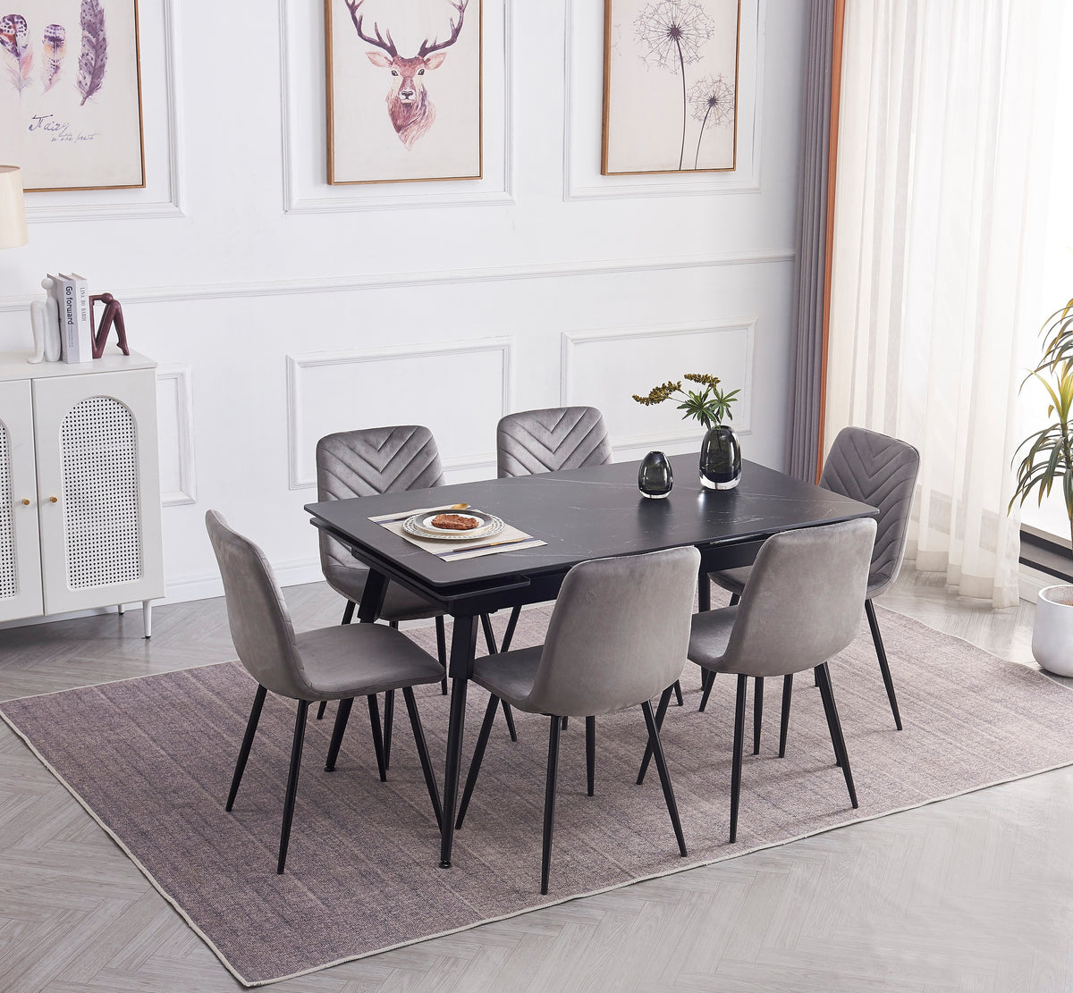 T-1817 Dining Table (Black Sintered Stone Marble)