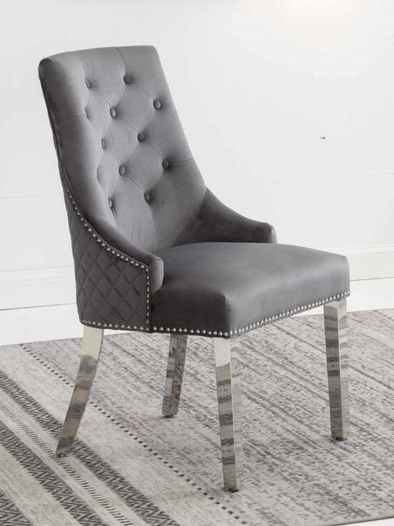C-1250 Dining Chair (Grey Velvet) (Set of 2)