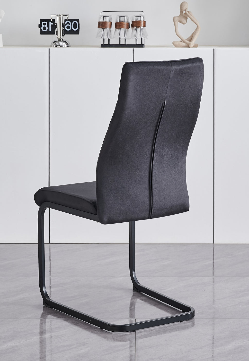 C-1571 Dining Chair (Black Velvet) (Set of 2)