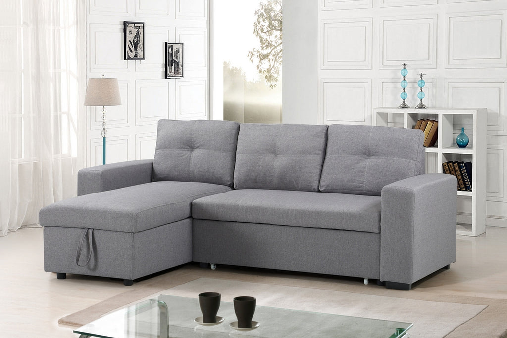 IF-9031 Sofa Bed Sectional with Reversible Chaise (Grey Fabric)
