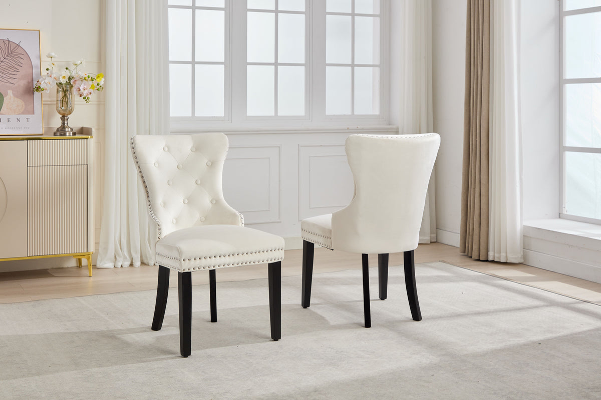C-1228 Dining Chair (Crème Velvet) (Set of 2)