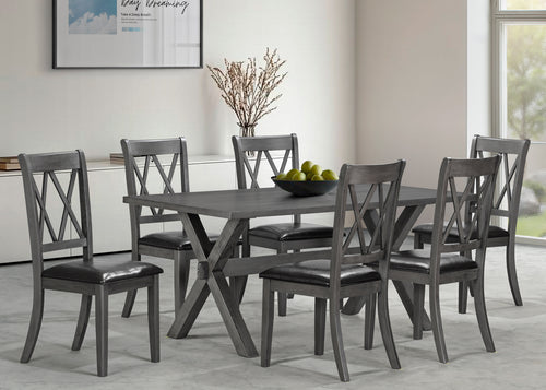 T-1095 / C-1099 7-Piece Dining Set (Black PU)