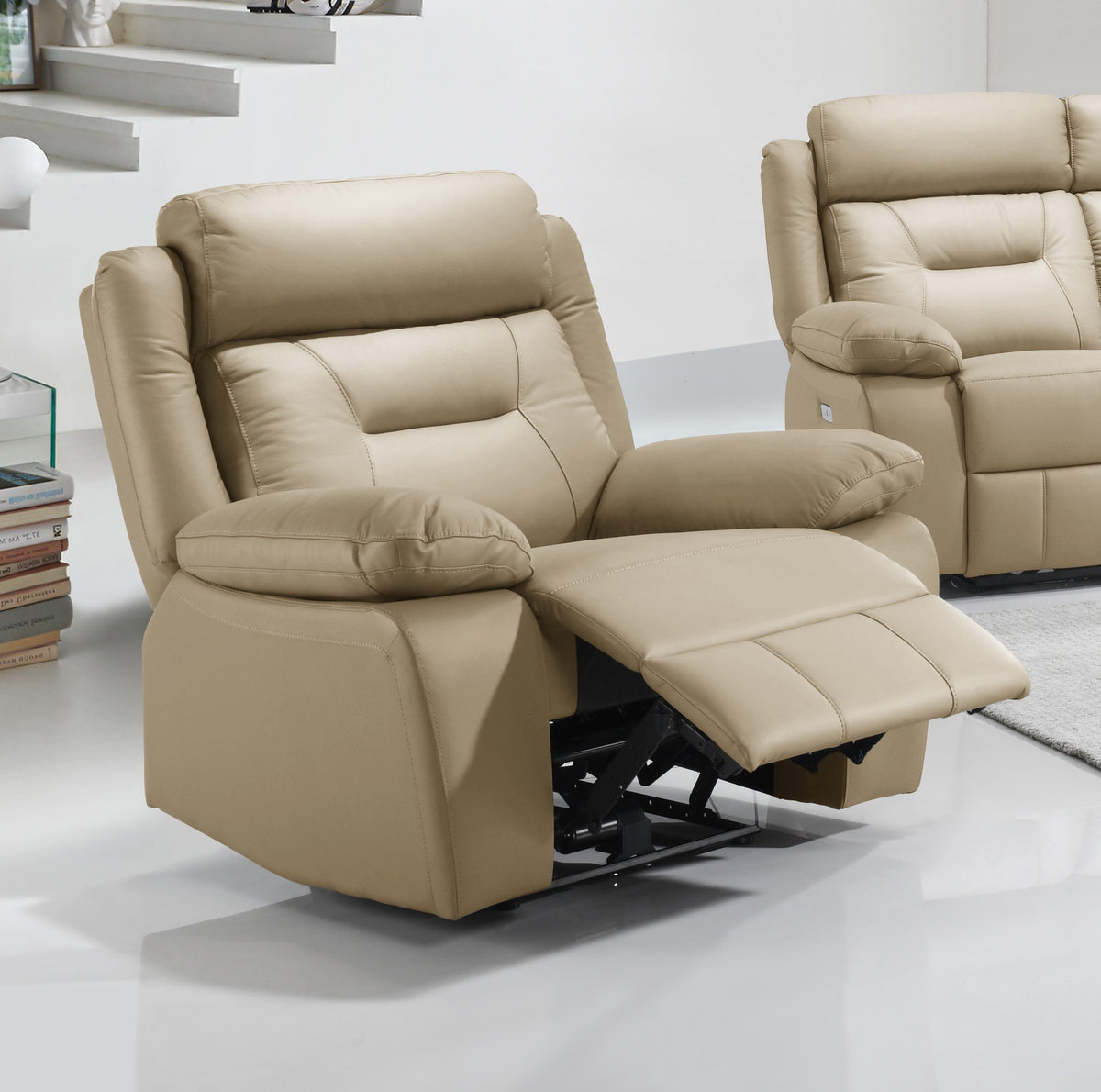 IF-8111 Power Recliner Sofa Set (Beige Leather Match)