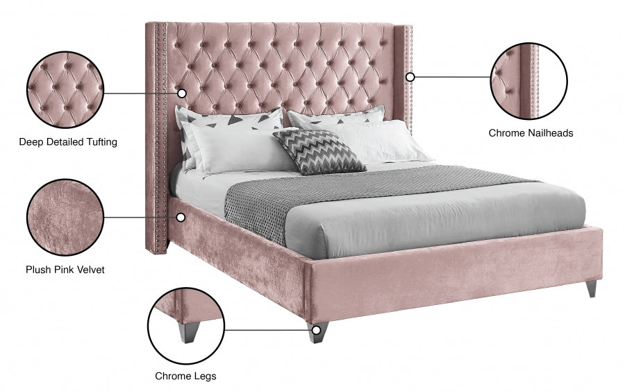 IF 5895 Bed (Pink Velvet)