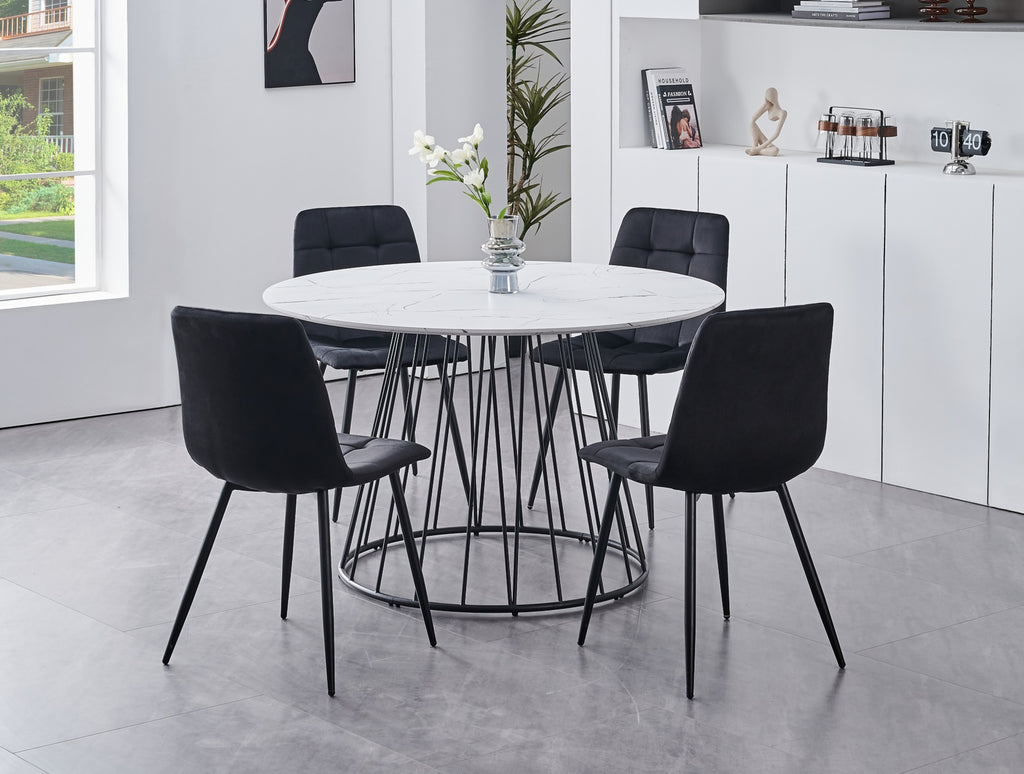 T-1590 / C-1591 5-Piece Dining Set (Black Velvet)