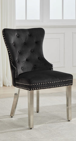C-1246 Dining Chair (Black Velvet) (Set of 2)