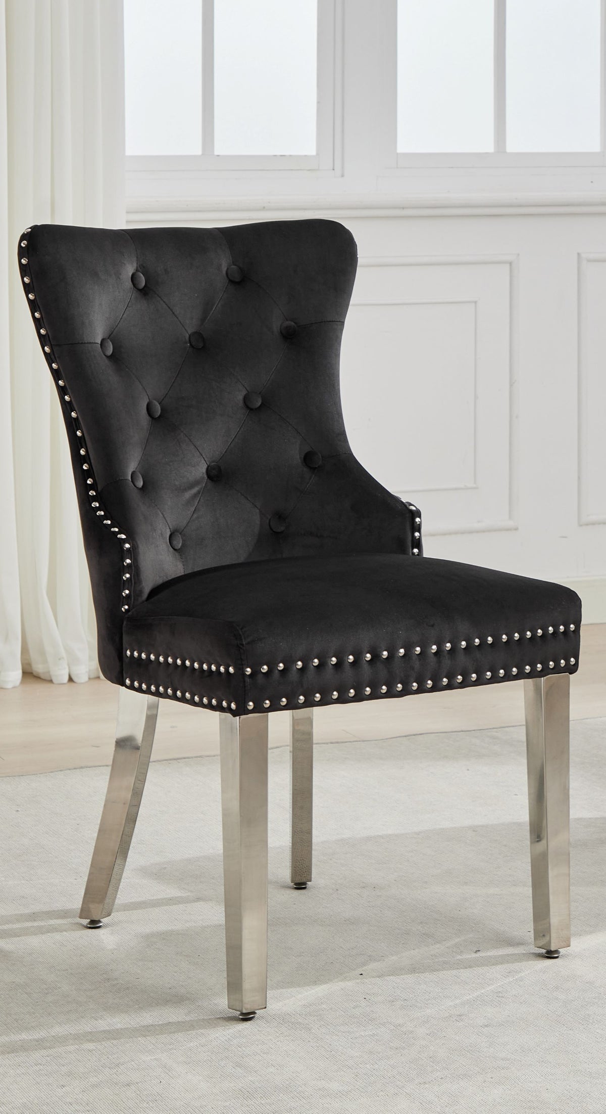 C-1246 Dining Chair (Black Velvet) (Set of 2)