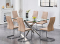 T-1448 / C-1577 7-Piece Dining Set (Beige PU, Diamond)