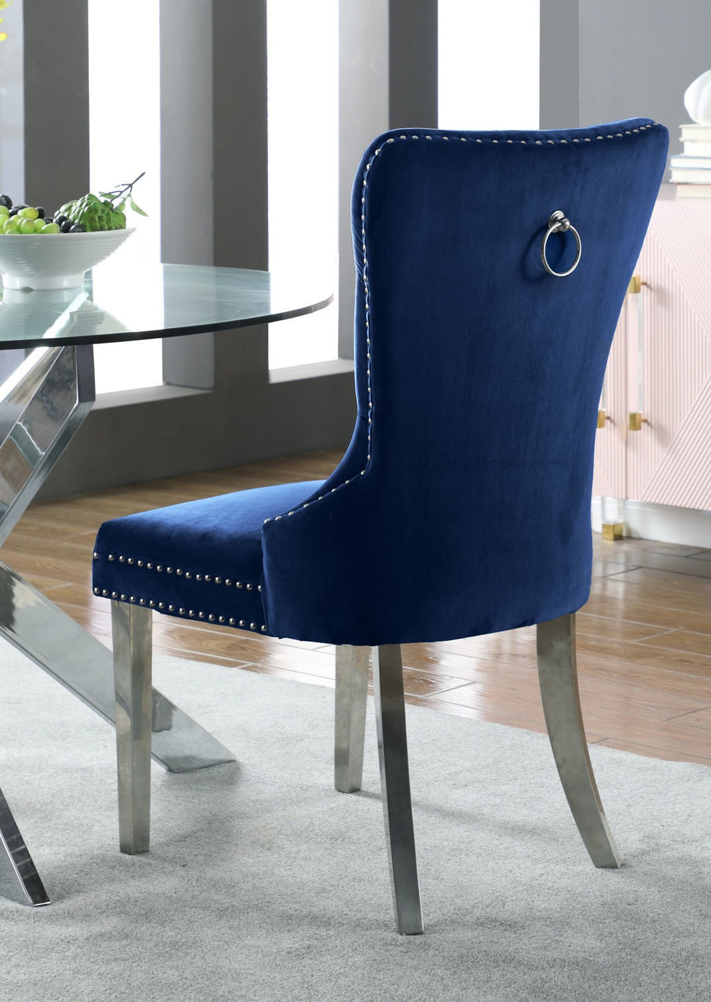 C-1262 Dining Chair (Blue Velvet) (Set of 2)