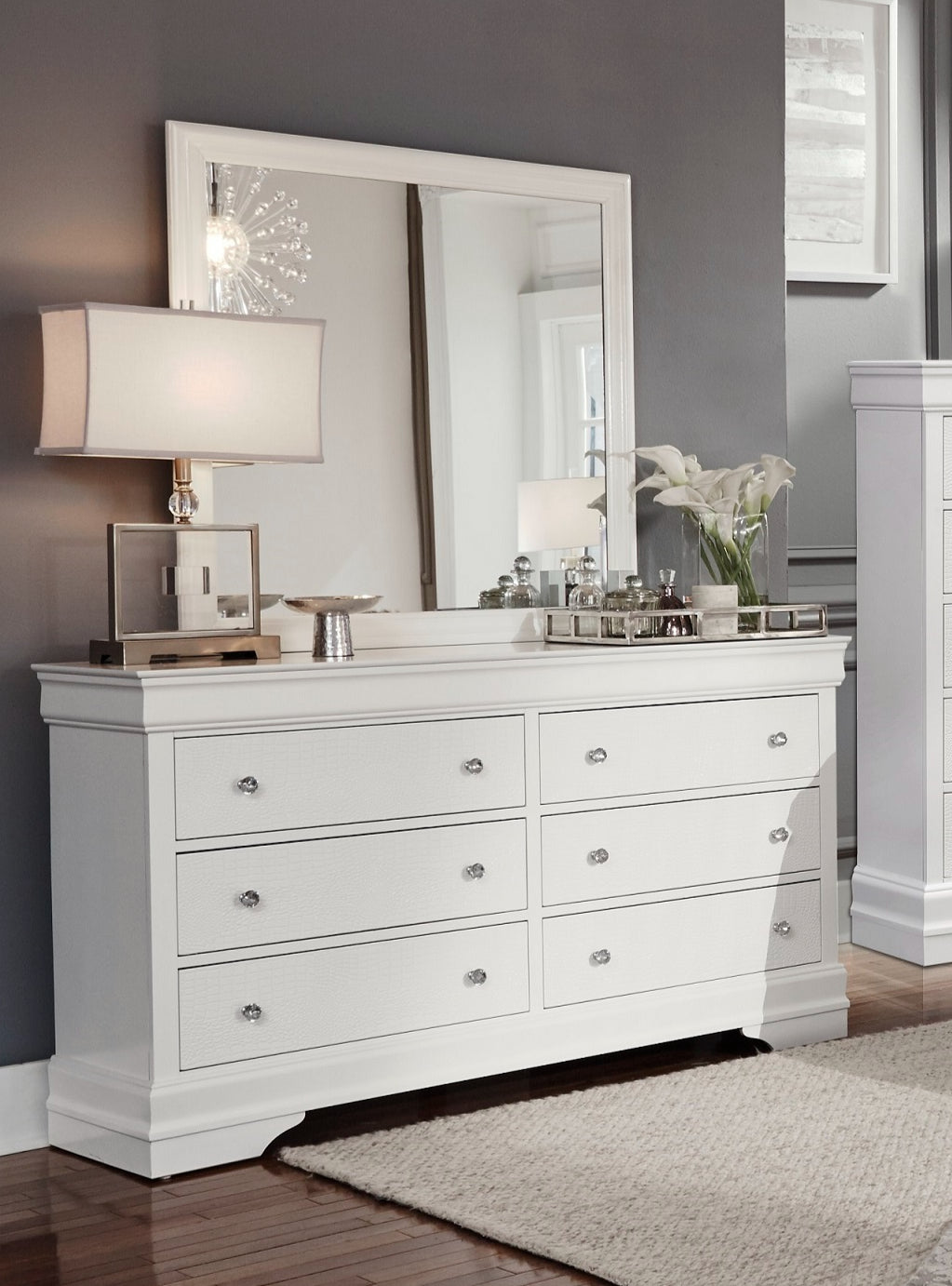 Pompei (White) Dresser & Mirror