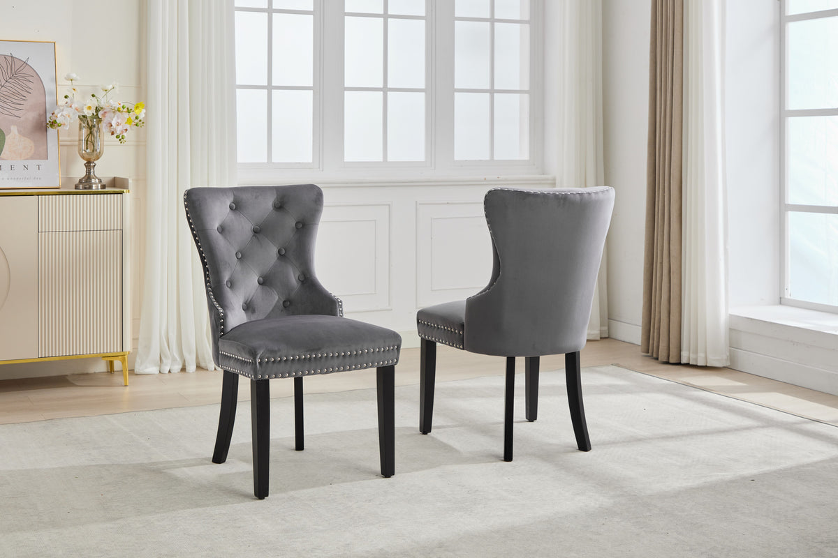C-1225 Dining Chair (Grey Velvet) (Set of 2)