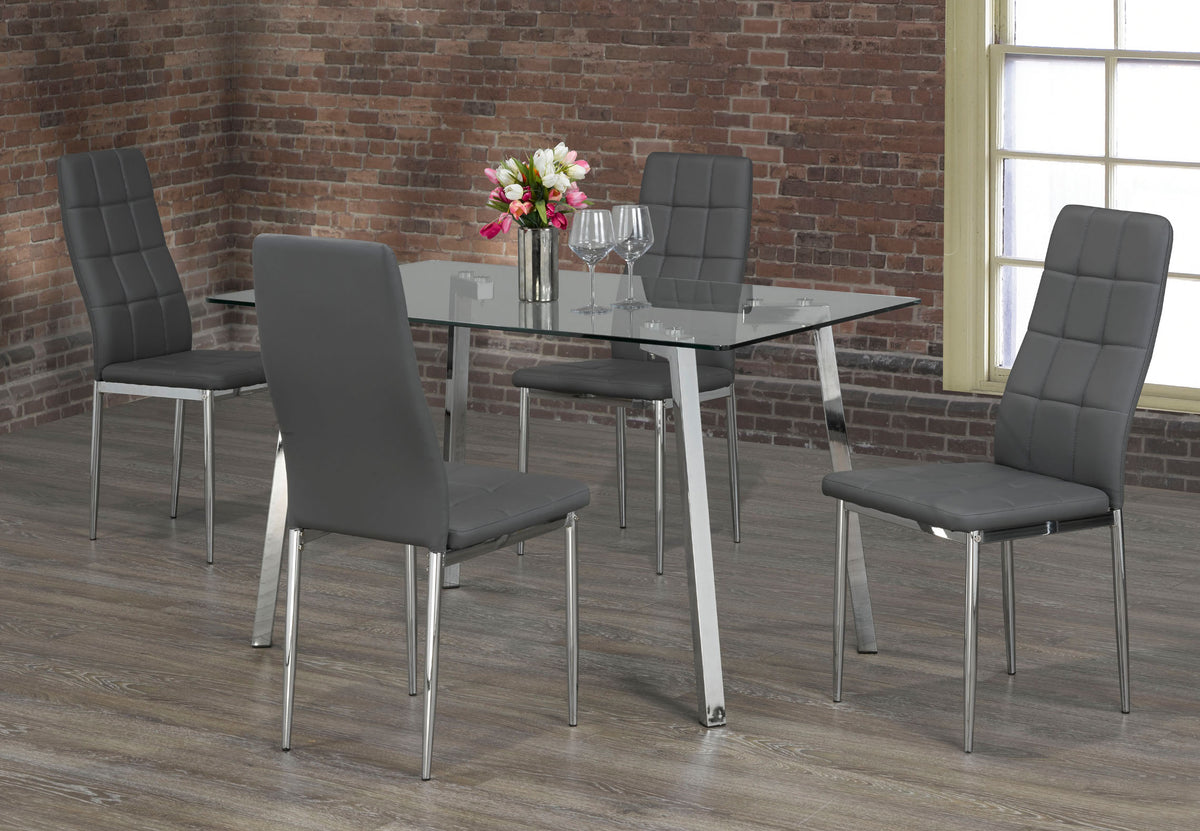 T-5065 / C-1772 5-Piece Dining Set (Grey PU)