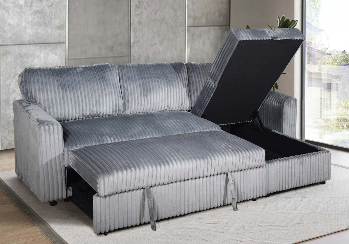 IF-9025 Sofa Bed Sectional with Reversible Chaise (Grey Fabric)