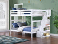 B 1857 54"/54" Bunk Bed (White, Reversible stairs)