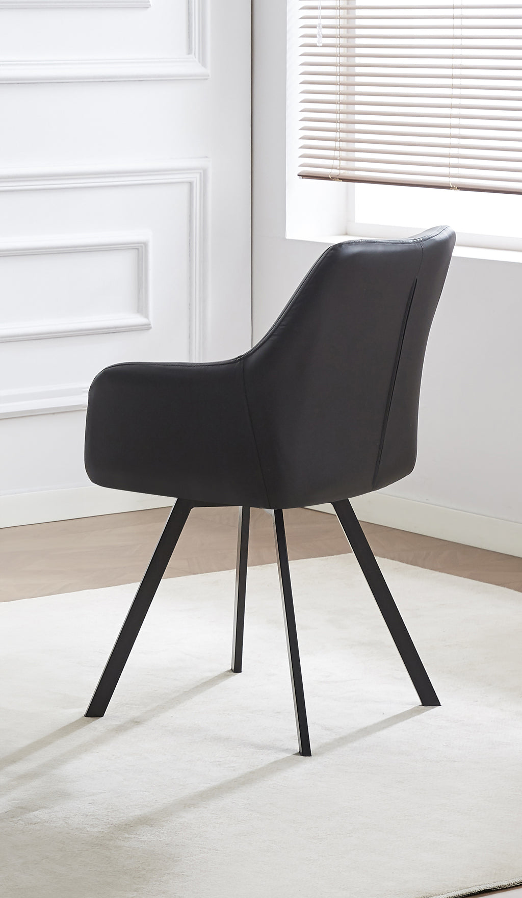 C-1413 Swivel Dining Chair (Black PU) (Set of 2)