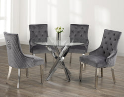 T-1447 / C-1250 5-Piece Dining Set (Grey Velvet)
