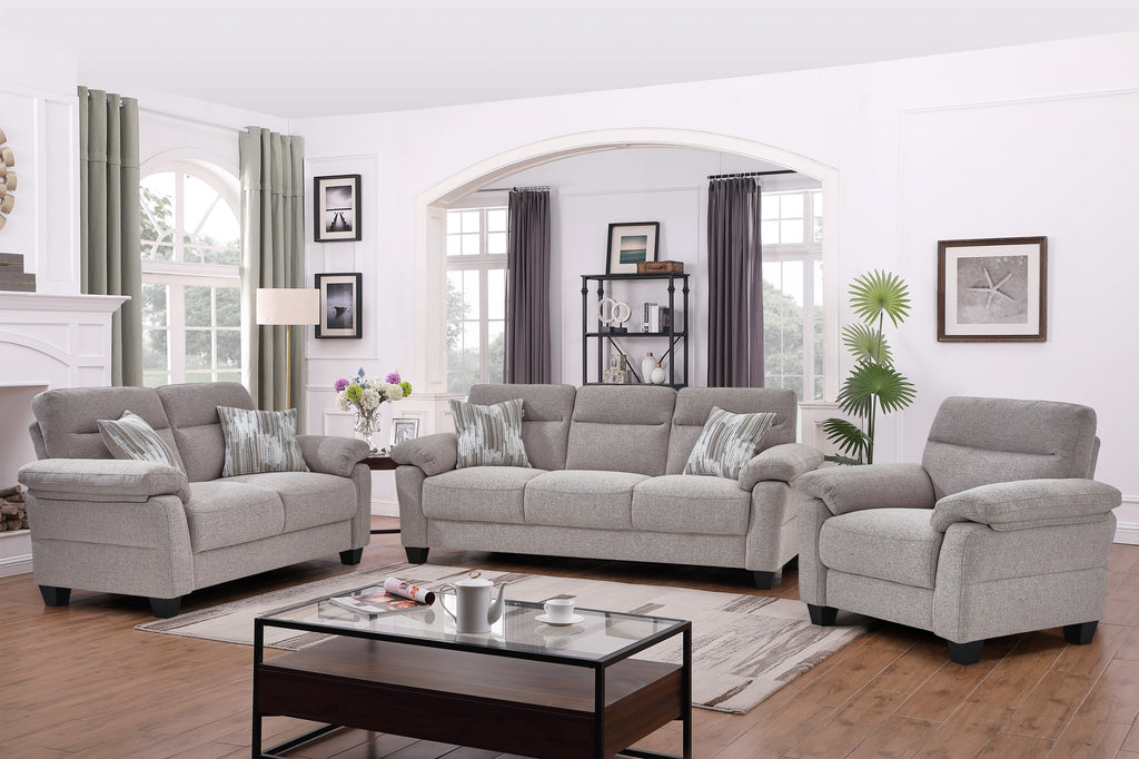 IF-8026 Stationary Sofa Set (Greige, Grey/Beige)