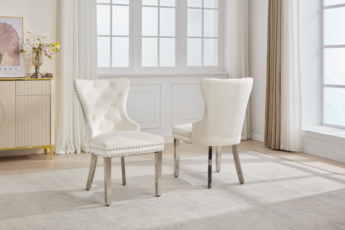 C-1248 Dining Chair (Crème Velvet) (Set of 2)