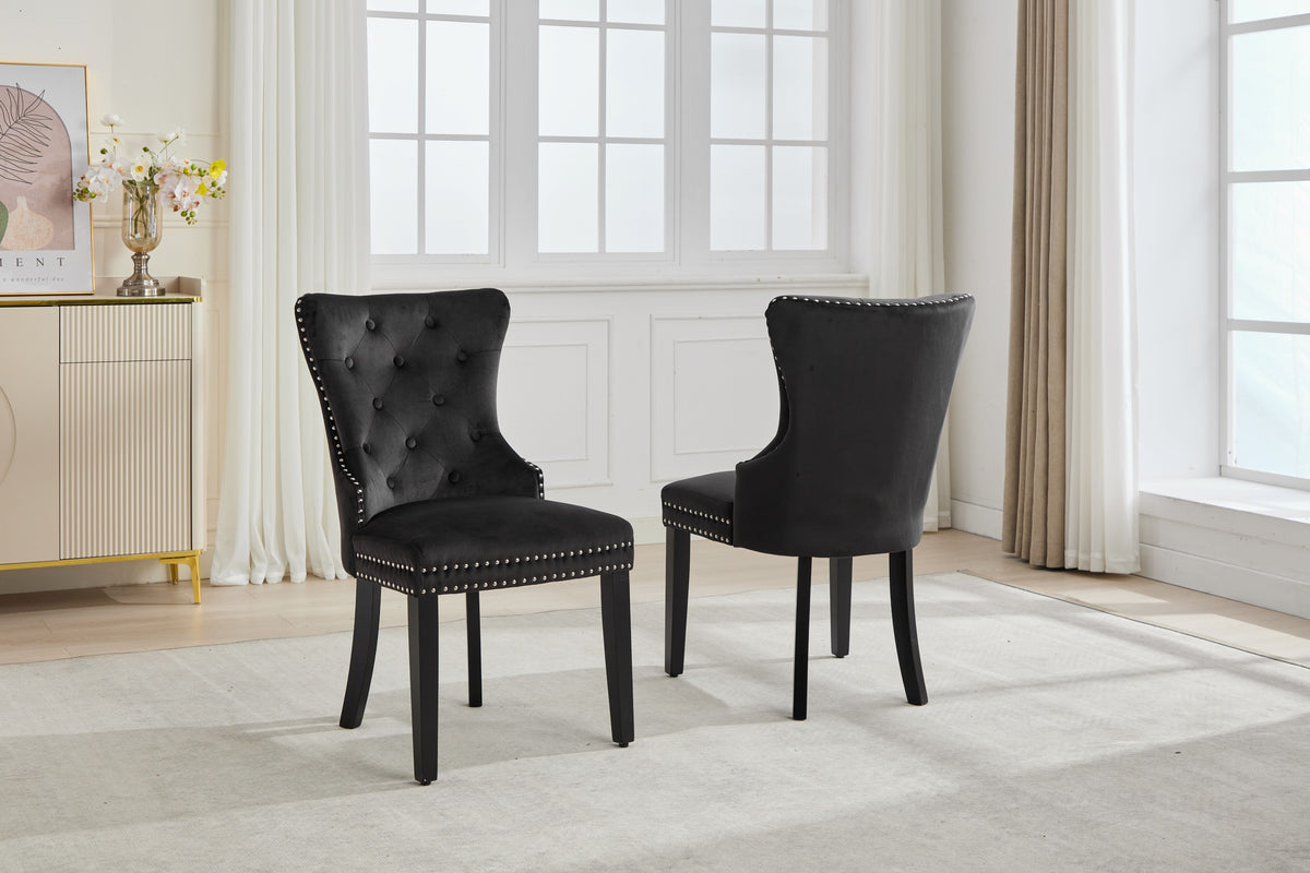 C-1226 Dining Chair (Black Velvet) (Set of 2)