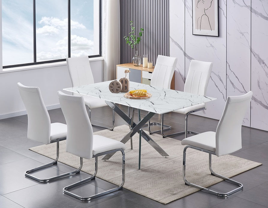 T-1442 Dining Table (White Marble)