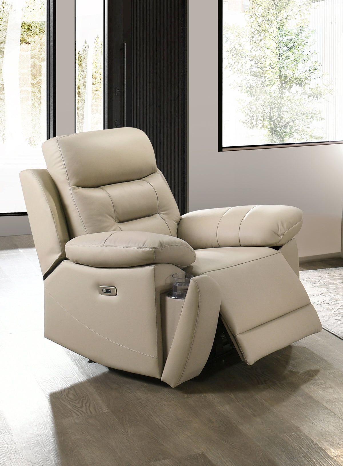 IF-8162 Power Recliner Sofa Set (Cream Leather Match)