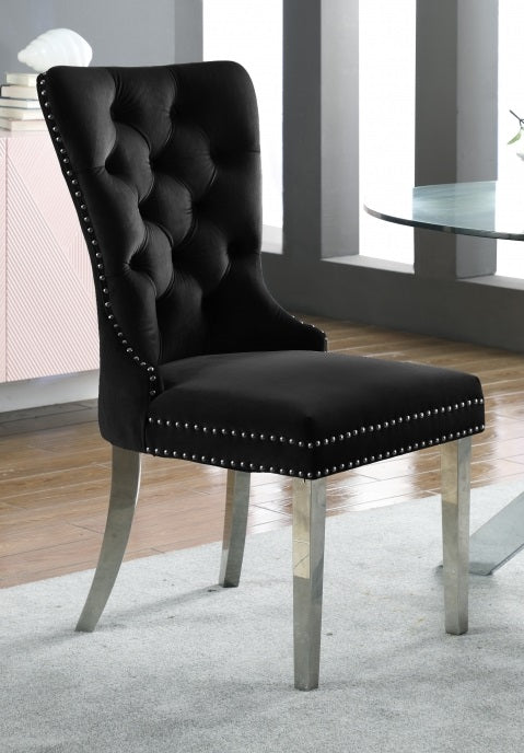 C-1261 Dining Chair (Black Velvet) (Set of 2)
