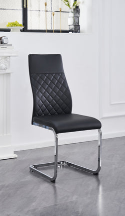 C-1574 Dining Chair (Black PU, Diamond) (Set of 2)