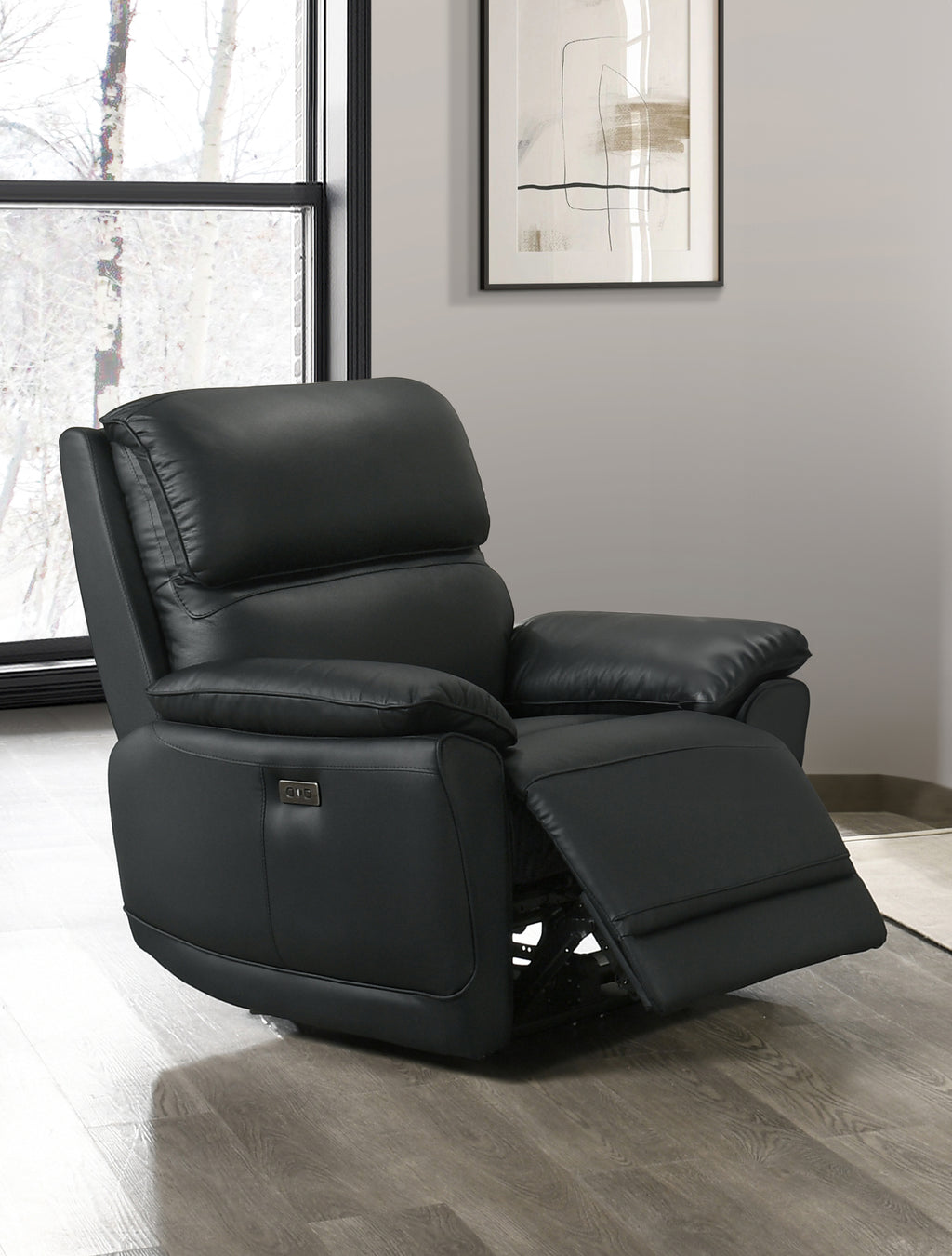 IF-8171 Power Recliner Sofa Set (Black Leather Match)