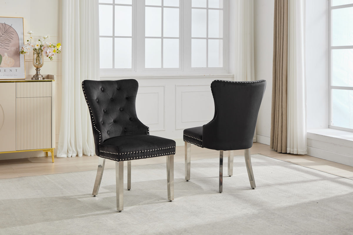 C-1246 Dining Chair (Black Velvet) (Set of 2)