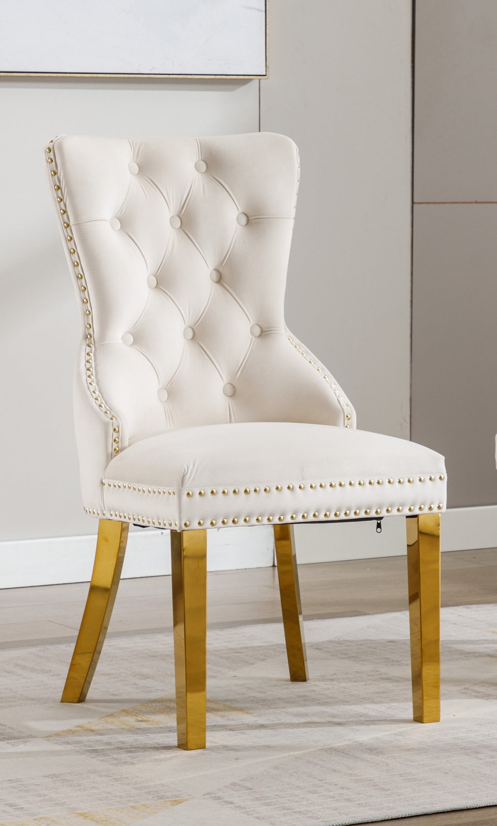C-1453 Dining Chair (Crème Velvet) (Set of 2)