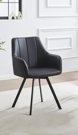 C-1413 Swivel Dining Chair (Black PU) (Set of 2)