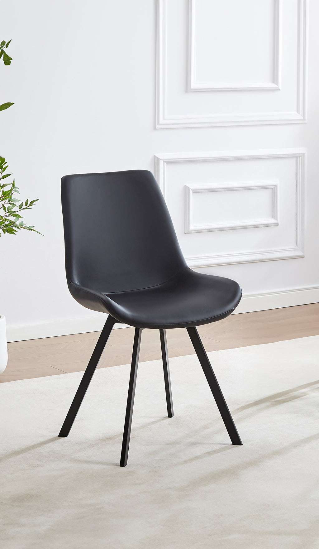C-1821 Dining Chair (Black PU) (Set of 2)
