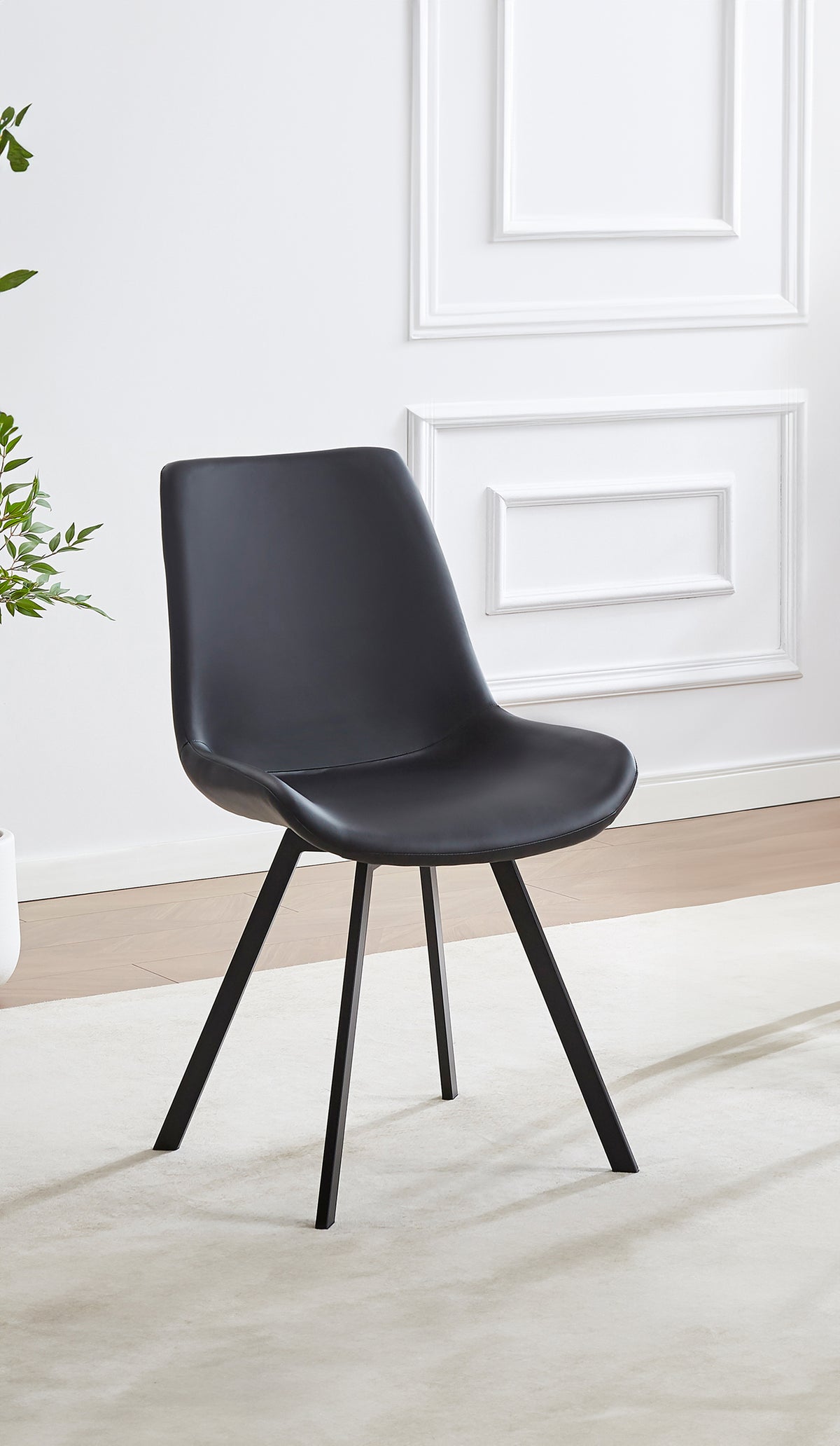 C-1821 Dining Chair (Black PU) (Set of 2)