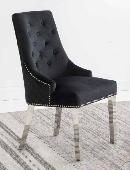 C-1251 Dining Chair (Black Velvet) (Set of 2)
