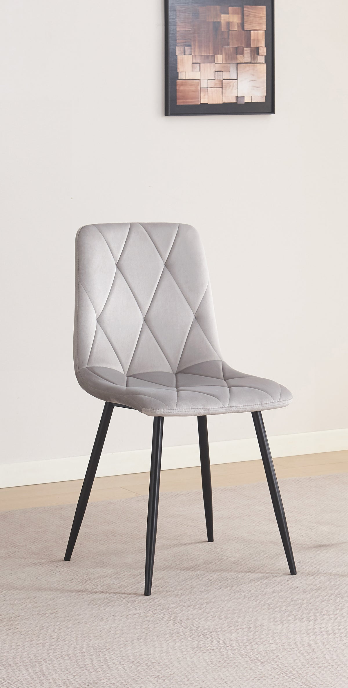 C-1631 Dining Chair (Light Grey Velvet) (Set of 2)