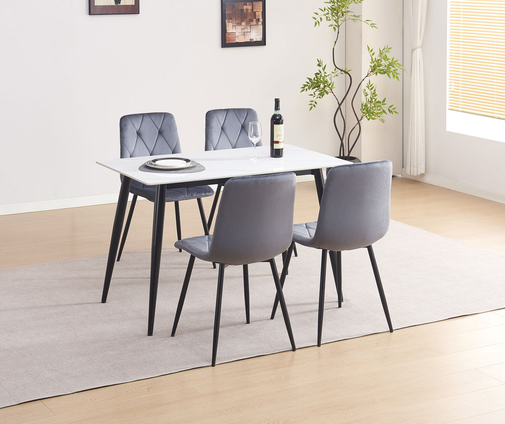 T-1630 / C-1632 5-Piece Dining Set (Dark Grey Velvet)
