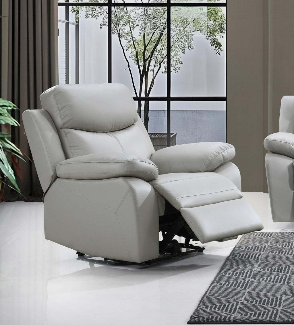 IF-8130 Power Recliner Sofa Set (Light Grey Leather Match)