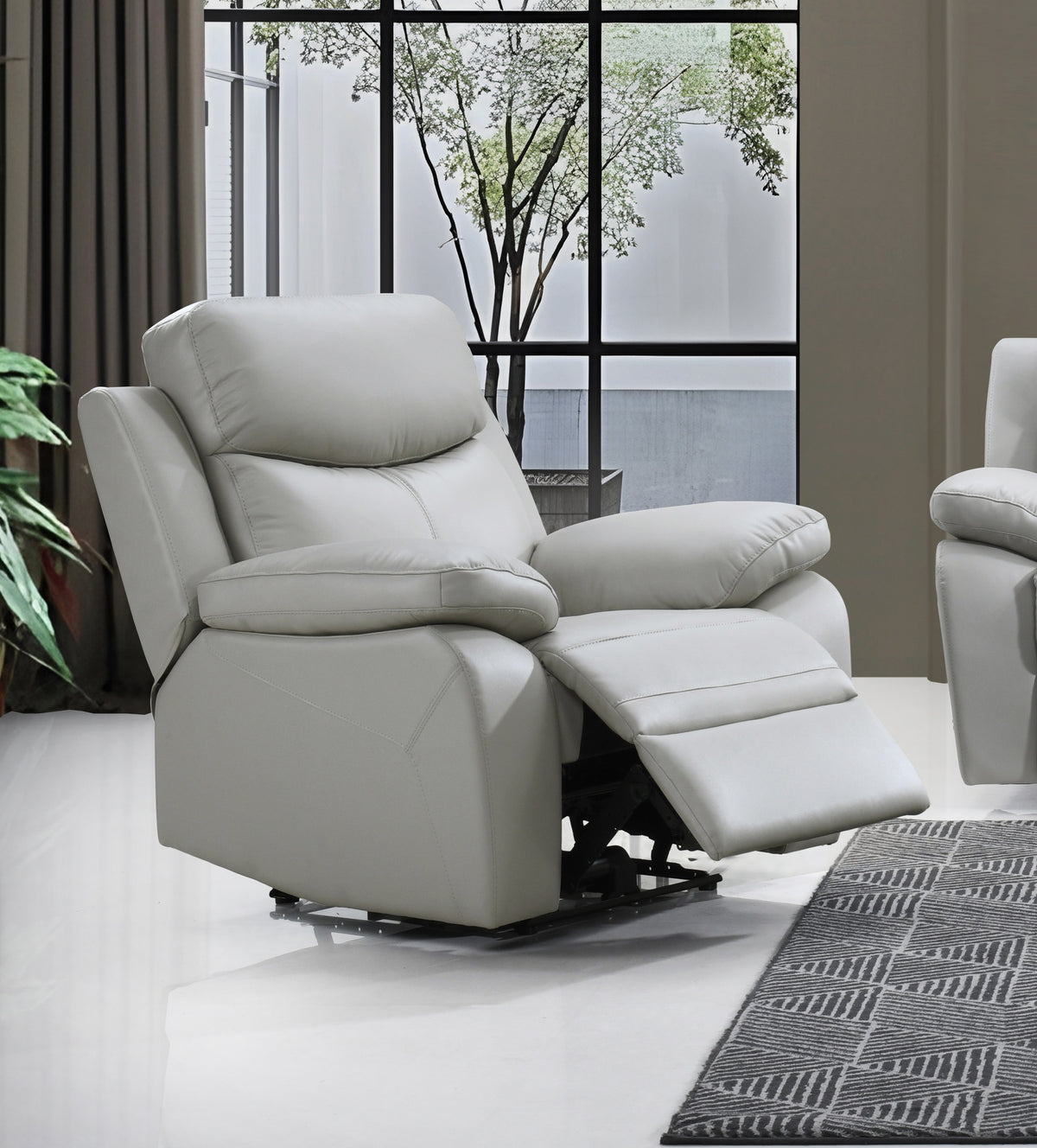 IF-8130 Power Recliner Sofa Set (Light Grey Leather Match)