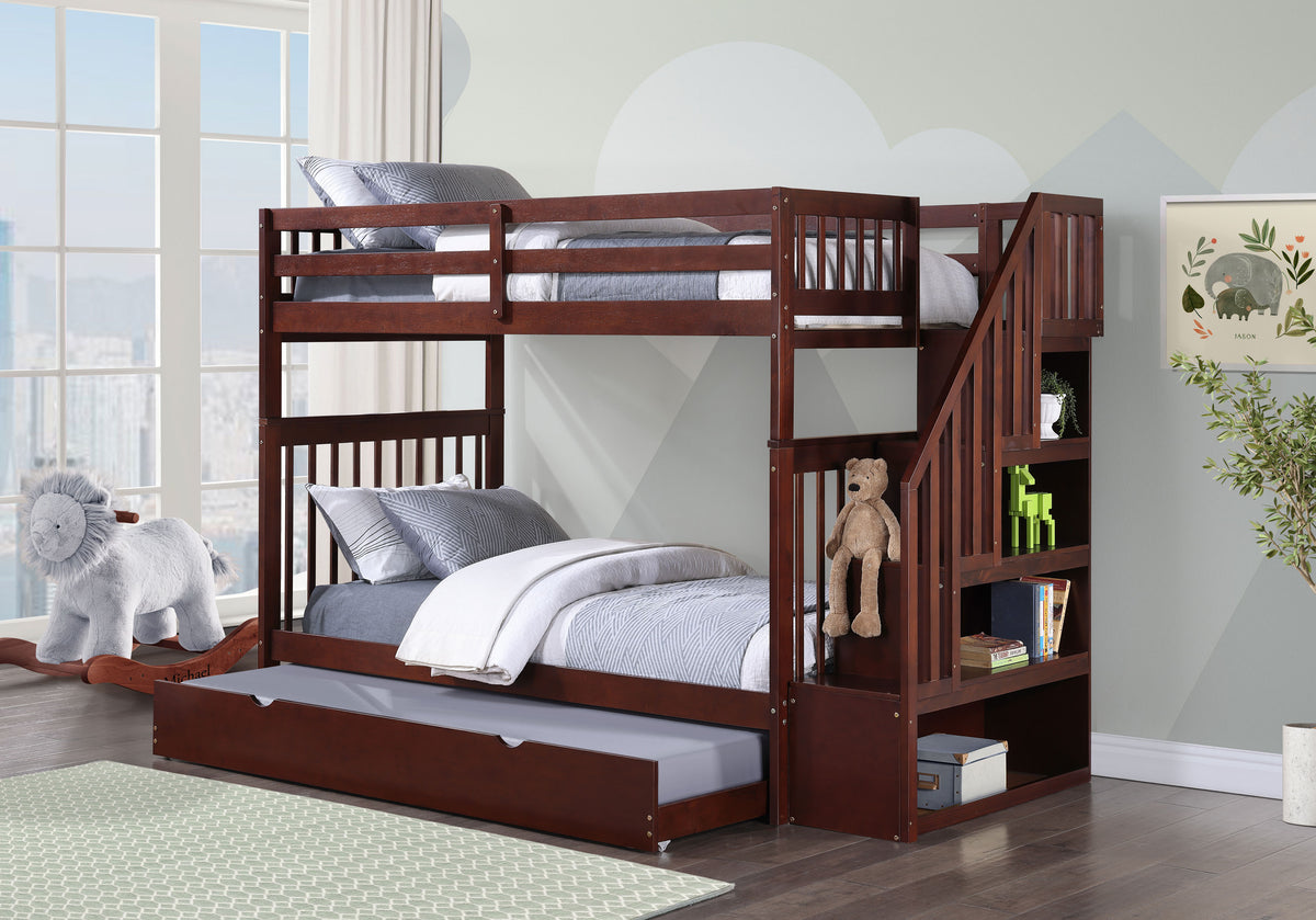 B 1845 39"/39" Bunk Bed (Espresso, Reversible stairs)
