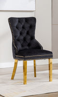 C-1451 Dining Chair (Black Velvet) (Set of 2)