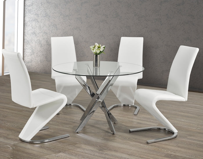 T-1447 / C-1786 5-Piece Dining Set (White PU)