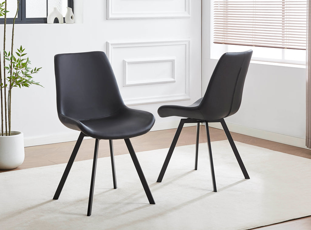 T-1808 / C-1821 7-Piece Dining Set (Black PU)