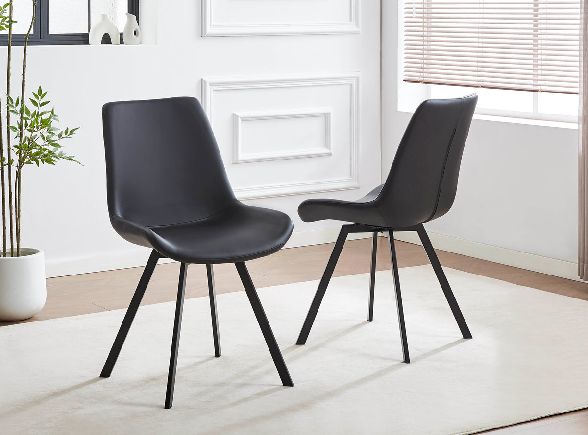 T-1808 / C-1821 7-Piece Dining Set (Black PU)