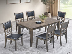 T-1080 / C-1083 7-Piece Dining Set (Black PU)
