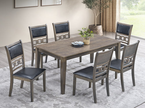 T-1080 / C-1083 7-Piece Dining Set (Black PU)