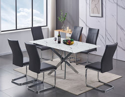 T-1442 / C-1879 7-Piece Dining Set (Grey PU)